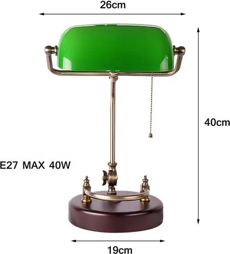 Miniatura 7 de Lámpara de banco antigua, lámpara de escritorio retro, pantalla de cristal verde hecha a mano, lámpara de escritorio de metal ajustable, lámpara