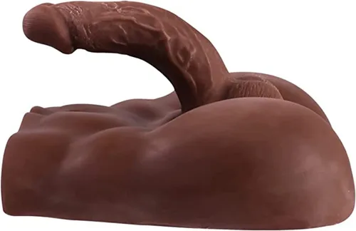 Miniatura 4 de Consolador realista de 6.82 libras para masturbación femenina, juguete sexual masculino 3D con pene grande flexible y culo vaginal, marrón oscuro
