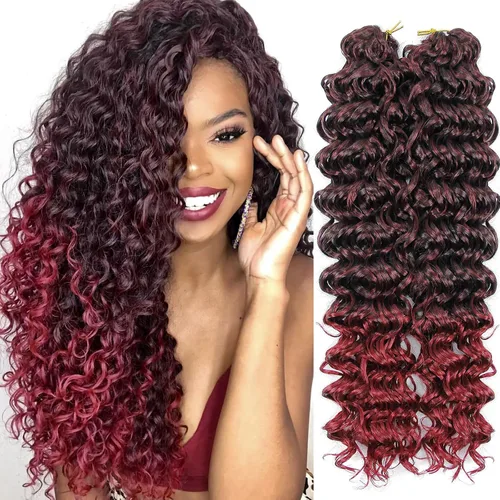 Miniatura 14 de GoGo Curl Crochet Hair 18 pulgadas onda de agua pelo sintético bohemio ganchillo trenzado jengibre onda profunda extensiones de cabello trenzado
