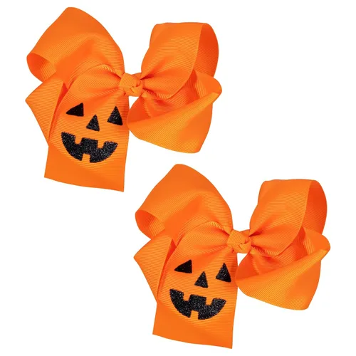 Lazos para el pelo de calabaza para mujeres y niñas, 2 piezas de 4.5 pulgadas, lindo naranja para otoño, Acción de Gracias, Halloween, pasador de