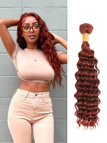 Miniatura 40 de P4/27 Cabello Humano Solitario de Onda Profunda con Reflejos Rubios Miel, 12A 100% Tejido Brasileño Virgen Ondulado Grueso con Mechas Ombre Marrón