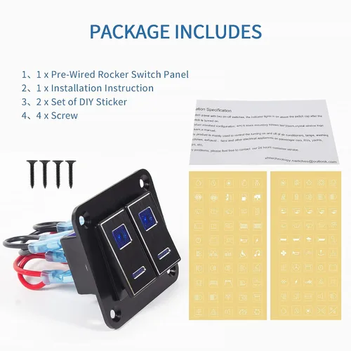 Miniatura 7 de Panel de interruptores basculantes – Panel de interruptor de palanca de aluminio de 2 posiciones, panel de interruptores de 12 V/24 V, interruptores