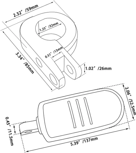 Miniatura 6 de FOVPLUE 1.25" Estribos de autopista, reposapiés ajustable con abrazaderas de montaje en P para Harley Touring Softail Dyna Sportster Honda Kawasaki