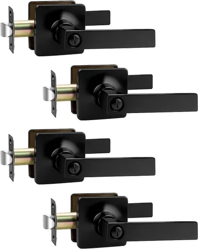 Miniatura 14 de Mengico Paquete de 1 manija de puerta de paso interior negro mate, mango resistente sin bloqueo para puertas de armario y pasillo, reversible