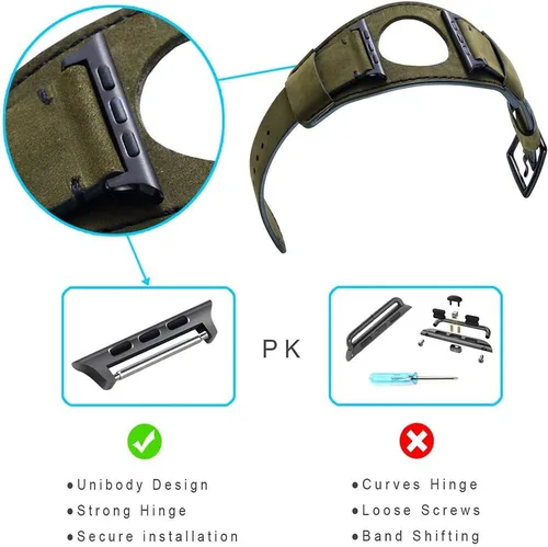 Miniatura 7 de Compatible con correas de Apple Watch de 1.496 pulgadas, 1.575 pulgadas, 1.614 pulgadas, correa de cuero genuino retro de caballo loco para iWatch