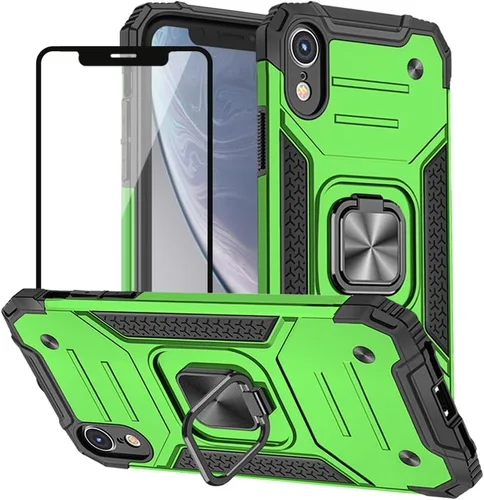 Miniatura 10 de HNHYGETE Funda para iPhone XR con protector de pantalla: (resistente) grado militar giratorio de 360° con función atril a prueba de golpes