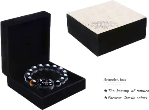 Miniatura 6 de Pulsera de obsidiana negra, pulsera de obsidiana negra Feng Shui para mujeres y hombres, pulsera elástica de obsidiana con piedra de ojo de tigre