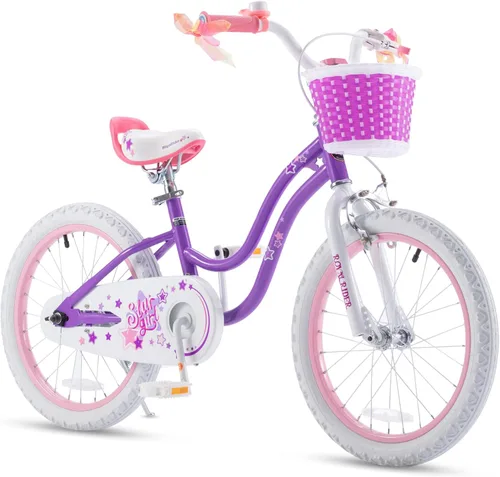 Miniatura 17 de Royalbaby Stargirl Bicicleta infantil de aventura al aire libre con soporte, asiento ajustable y cesta, 18 pulgadas, rosa [3] Rojo coral