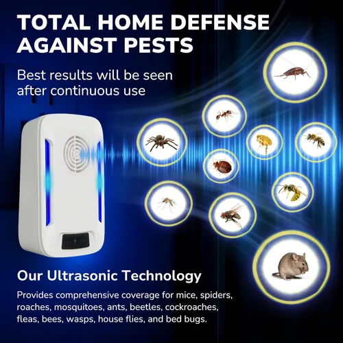 Miniatura 3 de Repelente ultrasónico de plagas para interiores, paquete de 6, repelente de ratones para interiores, repelente de mosquitos, dispositivo repelente