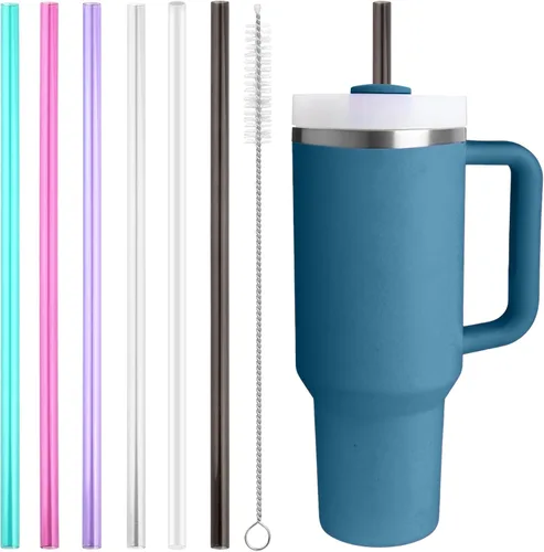 Popote de repuesto compatible con Stanley Quencher de 40 oz, 30 oz Tumbler, popotes reutilizables extra largos de 12 pulgadas de plástico para vaso