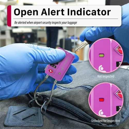 Miniatura 4 de Fosmon Cerraduras de equipaje aprobadas por la TSA para equipaje y maleta, mini cerraduras de cable largo con 4 combinaciones e interruptor de fácil
