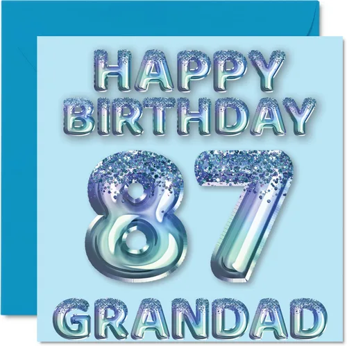 Miniatura 226 de Stuff4 Tarjeta de primer cumpleaños para niños, globo de fiesta con purpurina azul, tarjetas de feliz cumpleaños para niño de 1 año, nieto, hijo, 57