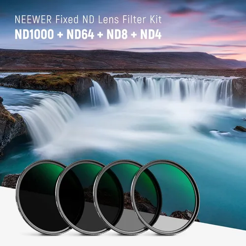 Miniatura 2 de NEEWER Kit de filtro ND fijo de 1.929 in ND1000 ND64 ND8 ND4 Juego de filtros de densidad neutra de doble cara de 30 capas Nano Recubrimientos/HD