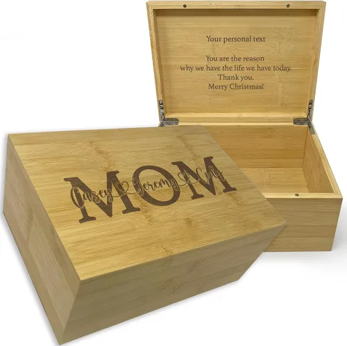 Miniatura 18 de Caja de madera grabada personalizada grande – Caja de recuerdo de madera de acacia con mensaje oculto personalizado, cajas de memoria de nogal