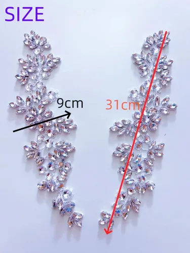 Miniatura 2 de Disfraces de encaje con apliques de cuentas Parches de diamantes de imitación de vidrio blanco Cristales Diseñador DIY Prendas de costura Escenario