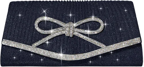 Miniatura 11 de Bolso de noche para mujer, clutch con diamantes de imitación tipo sobre, cartera de mano para fiestas, bodas y graduaciones