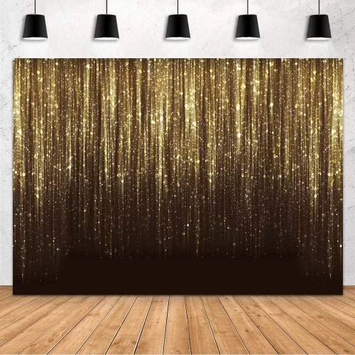 Miniatura 7 de MEHOFOND Telón de fondo negro y dorado de 7 x 5 pies para decoración de fiesta de cumpleaños de adultos y niños, pancarta de lentejuelas doradas
