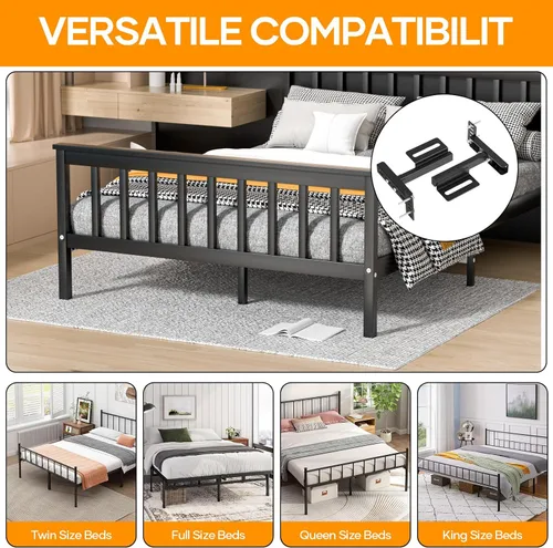 Miniatura 7 de Soportes de cabecera ajustables para marcos de cama de metal, kit de fijación universal para cabecero con extensión de estribo Se adapta a camas