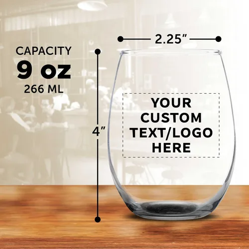 Miniatura 5 de DISCOUNT PROMOS Copas de vino personalizadas sin tallo, 9 onzas, juego de 10/50/100, paquete personalizado a granel, ideal para recuerdos de boda