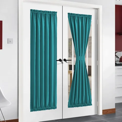 Miniatura 151 de NICETOWN Cortinas opacas unicolor con aislamiento térmico para puerta francesa, granja, oscurecimiento de habitación, puertas y ventanas de Marrón