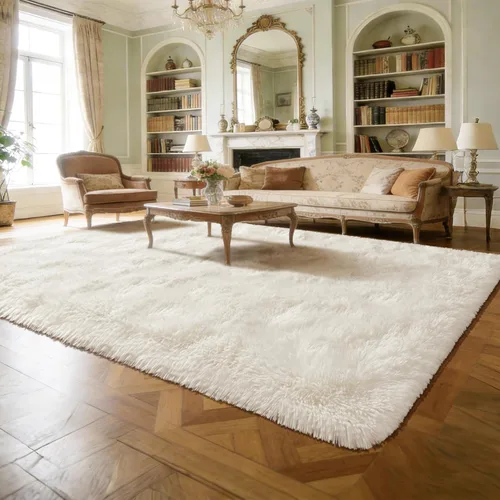 Miniatura 26 de Przemy - Alfombra mullida para dormitorio y sala de estar, alfombra de 4 x 6 pies, beige, alfombra de pelo largo suave y esponjosa, alfombra