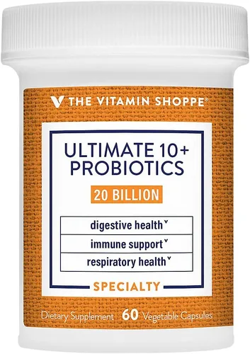 The Vitamin Shoppe Ultimate 10+ Probióticos 20 mil millones de UFC – 10 cepas probióticas para la salud digestiva, el sistema inmunológico y el