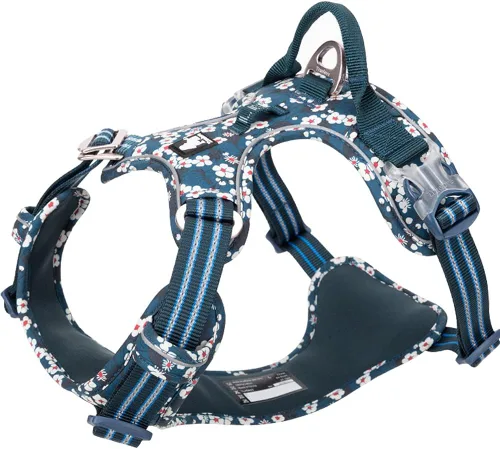 Miniatura 9 de Arnés reflectante sin tirones para perro, con asa y clip frontal, arnés acolchado de neopreno para perros pequeños, medianos y grandes, 3 hebillas