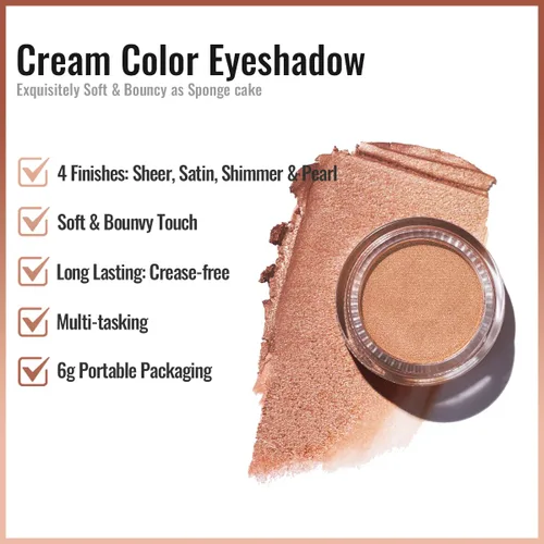 Miniatura 62 de Oulac Sombra de ojos en crema con brillo también para iluminador Sombra de ojos mezclable Resistente al agua y de larga duración con fórmula Pureza