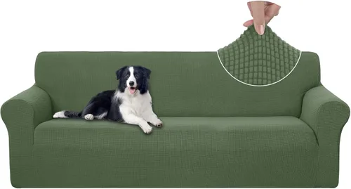 Miniatura 112 de U-NICE HOME Funda elástica para sofá, lavable, protector de muebles para sofá de 3 cojines, apta para mascotas (sofá, gris)