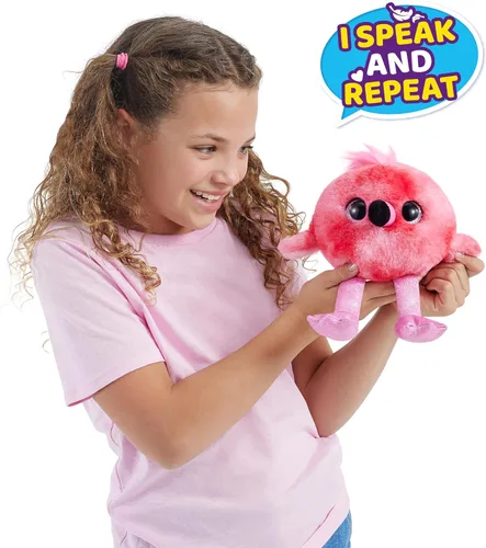 Miniatura 2 de Pets Alive Chirpy Birds (flamenco) de ZURU, mascota electrónica que habla, huevo sorpresa gigante, calcomanías, peine, arcilla esponjosa, peluche