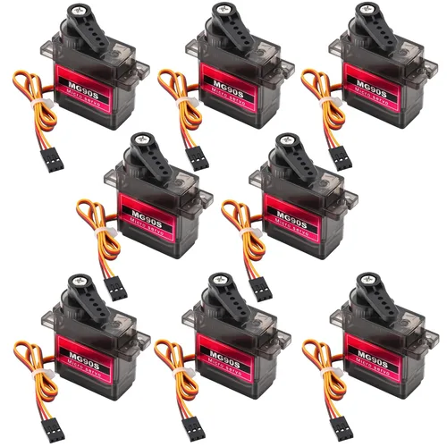 Miniatura 12 de Paquete de 2 micro servomotores MG90S con engranaje de metal 9G para helicóptero, avión, barco, robot inteligente, controles de automóvil
