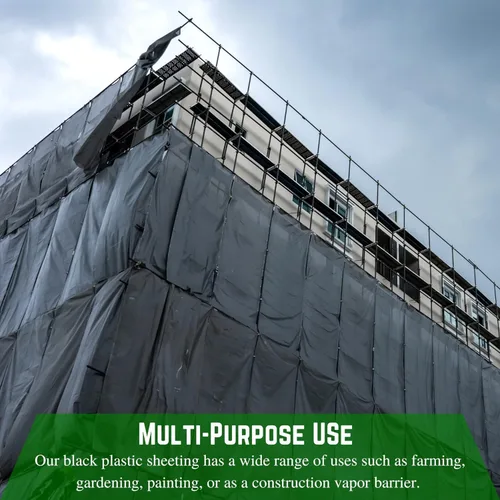 Miniatura 4 de Farm Plastic Supply - Láminas de plástico negro - 4 mil - (10' x 100') - Lona negra, láminas de barrera de vapor de polietileno, lona para pintores