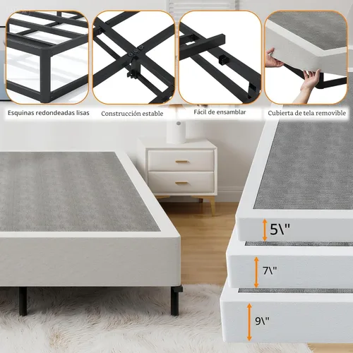 Miniatura 4 de Snaye Base de Cama con Somier Tamaño Queen de 9 Pulgadas, 3000lbs Somier Queen de Servicio Pesado de Metal, Base para Colchón, Montaje Fácil sin 9
