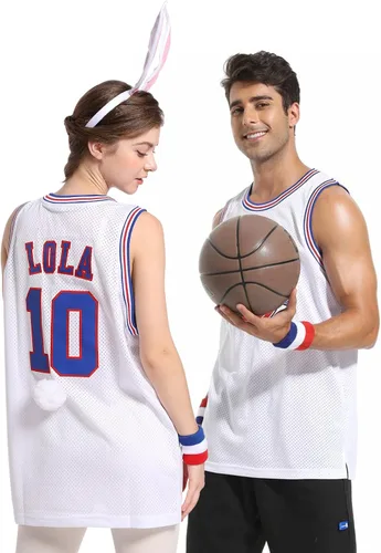 Miniatura 6 de Jersey de baloncesto para hombre, Lola#10 Bugs#1 camisetas de película espacial de los años 90 para HalloweenNavidad, deportes, hip hop, fiesta