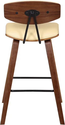 Miniatura 10 de Armen Living Fox - Taburete de bar moderno de mediados de siglo de piel sintética color crema y madera de nogal de 25.5 pulgadas Piel sintética