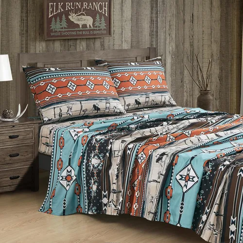 Miniatura 13 de Chezmoi Collection Juego de sábanas geométricas Lodge de 3 piezas tamaño Twin - Multicolor azul con estampado de diamante, microfibra cepillada