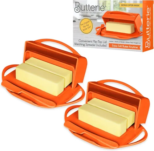 Miniatura 24 de Butterie Mantequillera con Tapa Abatible y Cuchillo a Juego, Contiene 2 Barras/Mantequilla Europea, Soporte para Mantequilla Sin Derrames