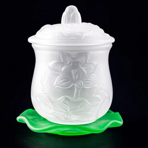 QINLANG 1 taza de cristal blanco para altar, taza de agua de Buda, taza de oferta para altar, suministros budistas