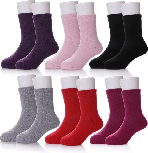 MQELONG Calcetines de lana para niños niñas y niños lindos animales gruesos cálidos calcetines de invierno 6 pares