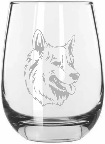 Miniatura 263 de Sakhalin Husky Dog - Copa de vino grabada personalizada de 15.25 onzas sin tallo