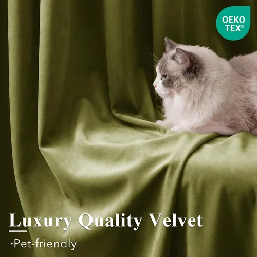 Miniatura 39 de StangH Cortinas de Terciopelo Verde Esmeralda de 96 Pulgadas - Cortinas Opacas de Terciopelo de Lujo Súper Suaves, Elegante Cobertura de Ventana