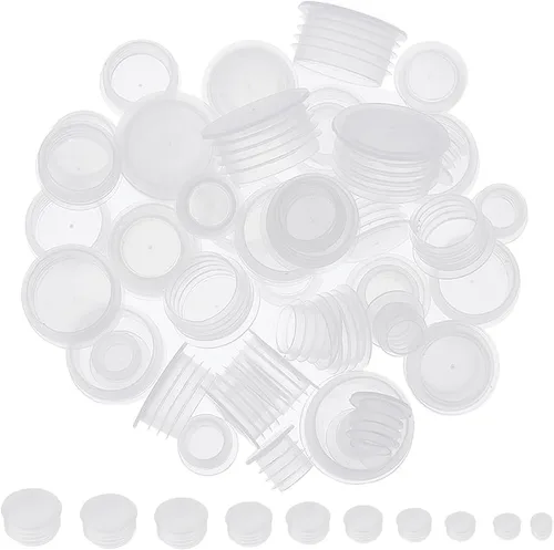 Miniatura 11 de GORGECRAFT 25 tapones para salero y pimentero blanco de 51/64 pulgadas, tapón de repuesto transparente de plástico, tapa de extremo redondo
