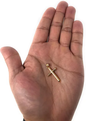 Miniatura 4 de Ioka Colgante de cruz clásico de oro real de 14 quilates para collar o cadena, Metal, No es una piedra preciosa