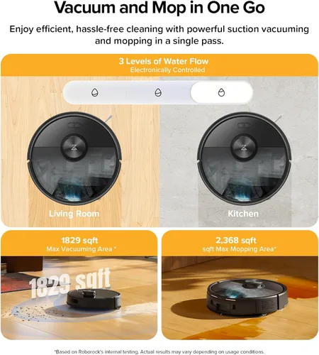 Miniatura 5 de roborock Q7 M5+ Robot de aspiradora y fregona, actualización de Q5 Max+, hasta 7-9 semanas de autovaciado, succión de 10000 Pa, sistema dual Black01