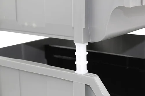 Miniatura 8 de Paquete de 2 contenedores apilables extragrandes de almacenamiento – 16.5 x 14.5 x 6.9 pulgadas, organizador resistente, diseño colgante y de GRIS 2