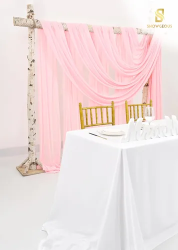 Miniatura 5 de Tela para Drapeado de Arco de Boda, 4 Paneles de 28" x 20 pies Rosa, Cortinas de Arco de Boda para Ceremonia, Cortinas de Tela de Gasa, Drapería