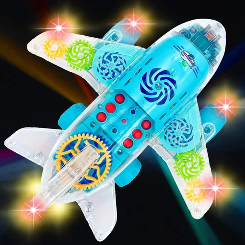 Miniatura 6 de ArtCreativity Juguete de avión transparente iluminado para niños pequeños de 1 a 3 años, divertido juguete de avión para niños de 3 a 5 años
