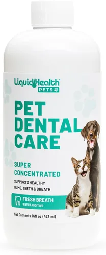 LIQUIDHEALTH Aditivo de agua para el cuidado dental de mascotas para perros y gatos, ambientador de acción rápida para el mal aliento de mascotas,