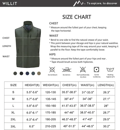Miniatura 7 de Willit Chaleco de golf ligero con forro polar para hombre, chaqueta sin mangas para senderismo, correr