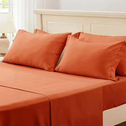 Miniatura 5 de Zzlpp Juego de edredón King de 7 piezas, ropa de cama de seersucker naranja quemado en una bolsa con sábanas, juegos de ropa de cama ligeros con 1